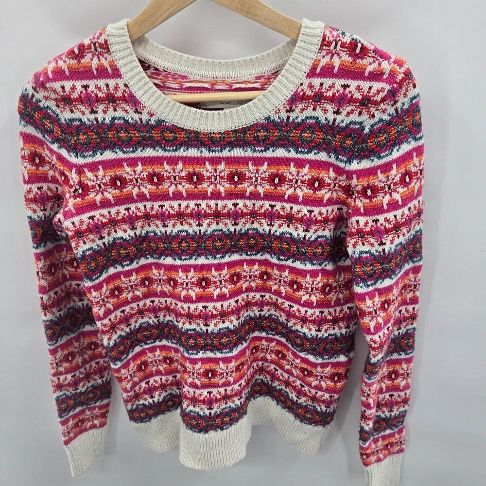 Loft Pullover Fair Isle Crew Neck Pullover Long Sleeved Sweater XS